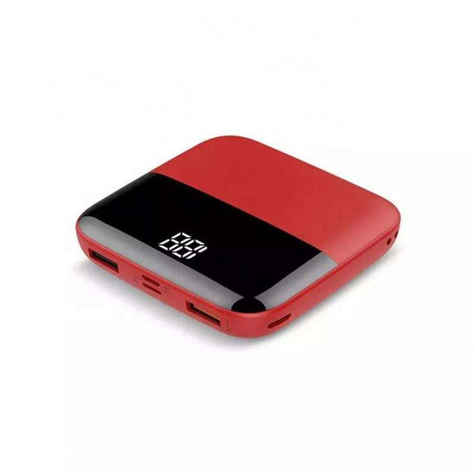 WhirlBD portable 10000mAh ultra-slim mini power bank with dual USB and Type-C output for on-the-go charging.