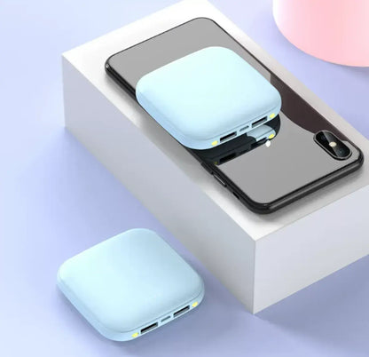 10000mAh Portable Mini Power Bank with Dual Emergency LED Lights & Power Indicator