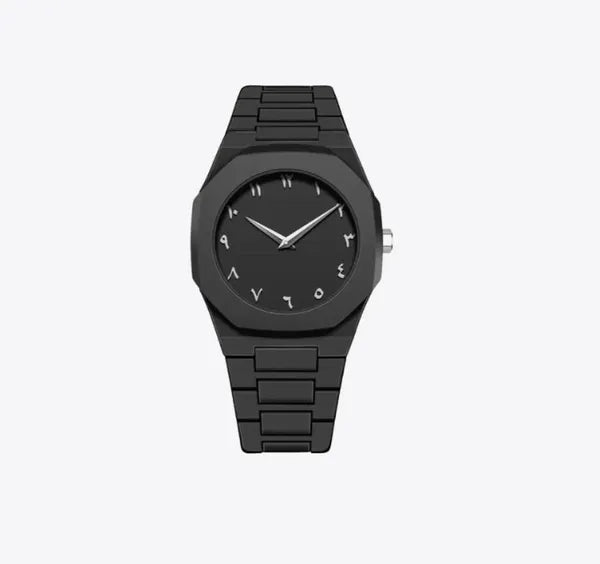 Black Arabic dial quartz men's wristwatch by WhirlBD with 3ATM waterproof feature and sleek design.