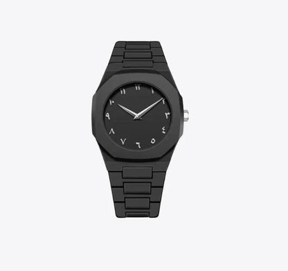 Black Arabic dial quartz men's wristwatch by WhirlBD with 3ATM waterproof feature and sleek design.