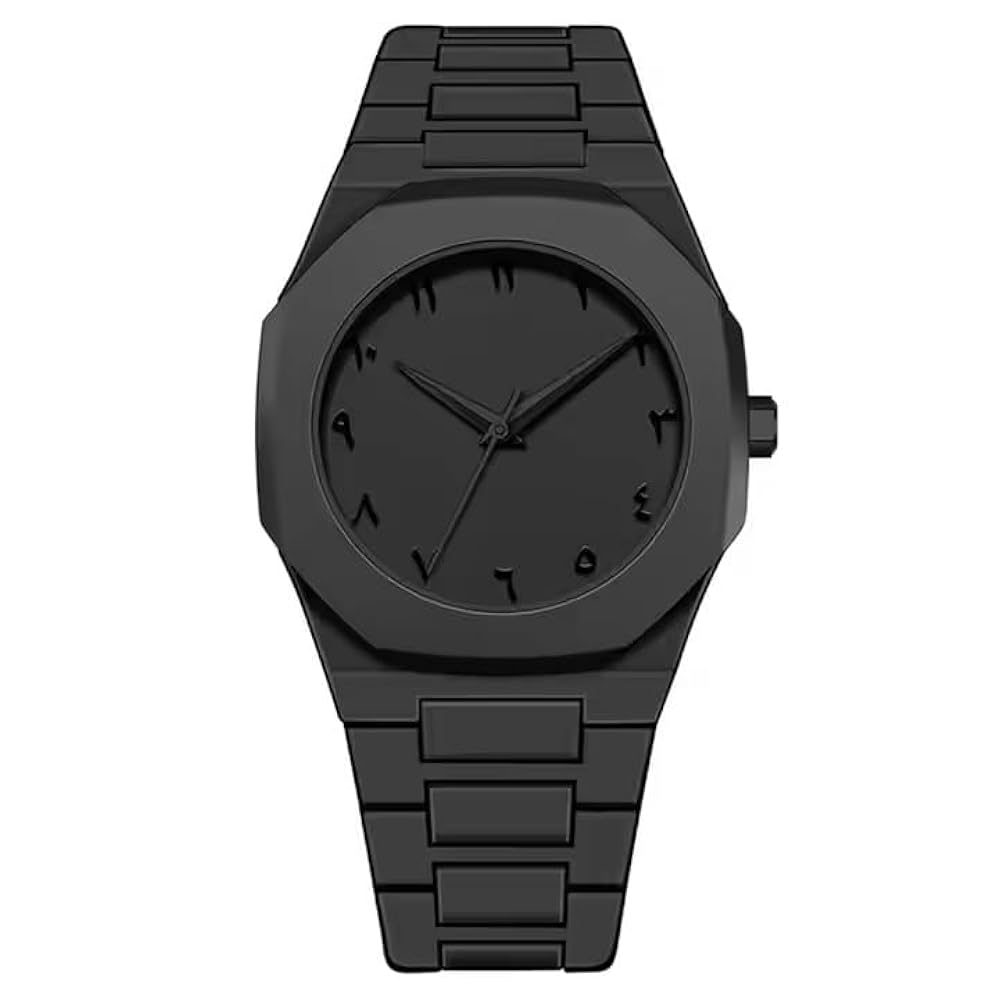 Black Arabic dial quartz men's wristwatch by WhirlBD with 3ATM waterproof feature and sleek design.