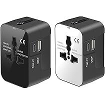 Universal travel adapter by WhirlBD with multiple plug options for worldwide use, compact design for easy portability.