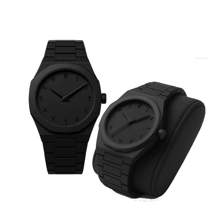 WhirlBD Arabic dial quartz wristwatch with black face, elegant design, 3ATM waterproof for men's luxury timekeeping.