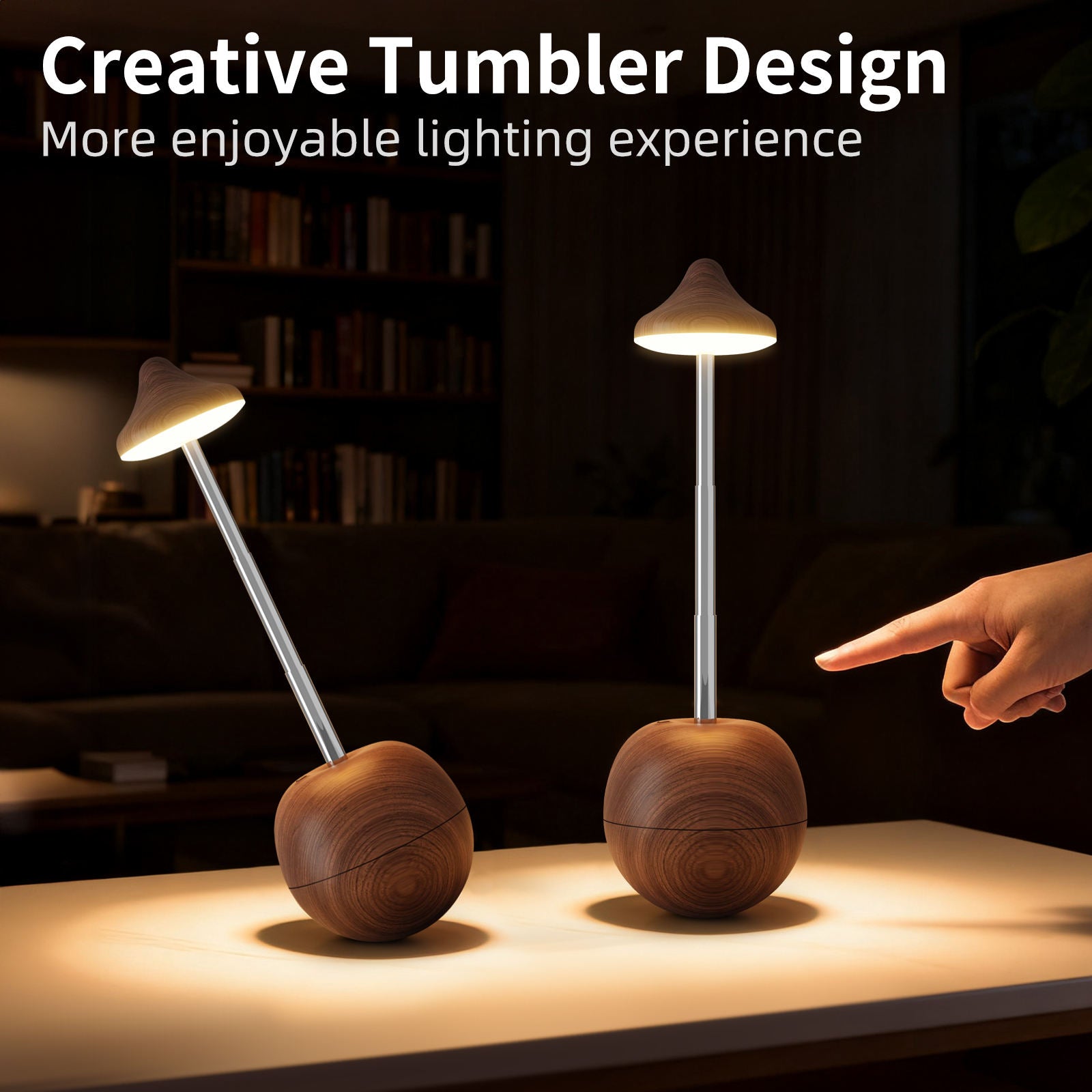 WhirlBD modern RGB desk lamp with touch and remote control, USB rechargeable LED bedside night light, height adjustable for desk or bed.