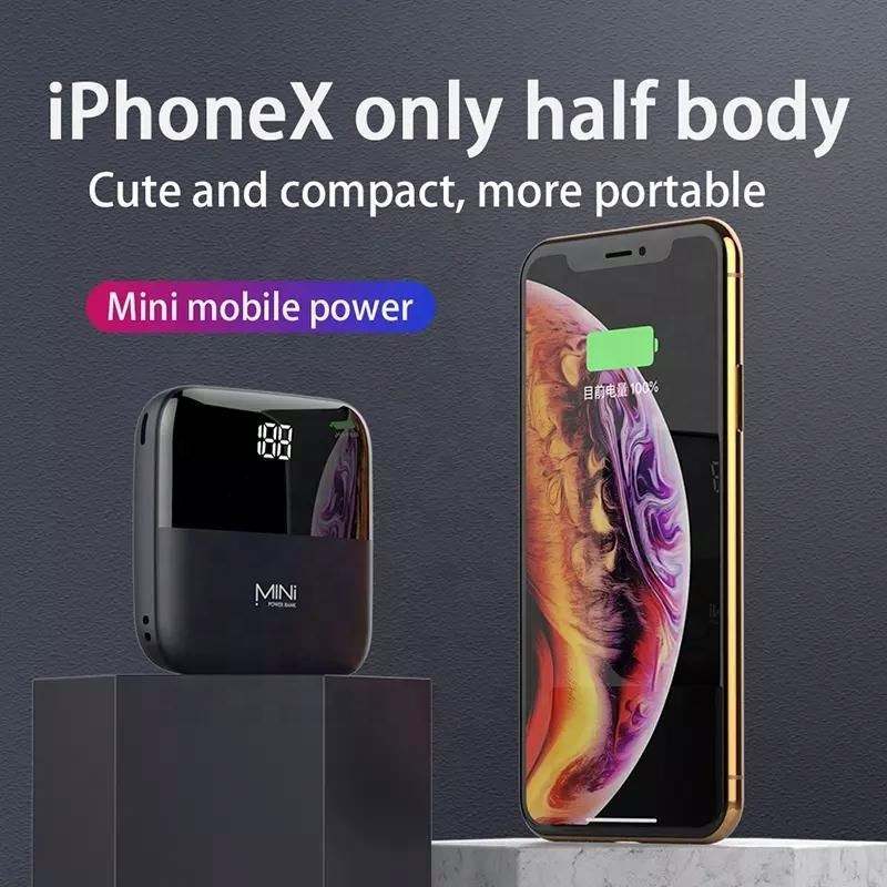 WhirlBD portable 10,000mAh slim mini power bank with dual USB and Type-C output for charging devices on the go.