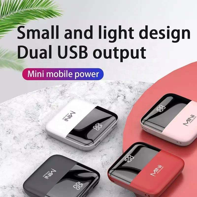 WhirlBD portable 10000mAh ultra-slim mini power bank with dual USB and Type-C output for charging devices on the go