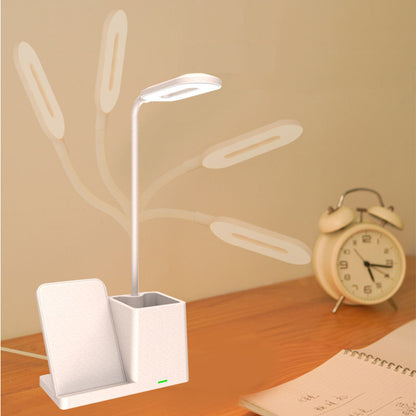 WhirlBD 15W wireless charger with pen holder and desk lamp for iPhone, featuring sleek design and multifunctional desk accessory.
