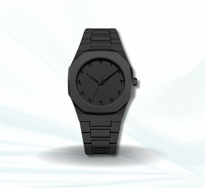 WhirlBD Arabic dial quartz men's wristwatch with black strap, 3ATM waterproof, stylish and durable for everyday wear.