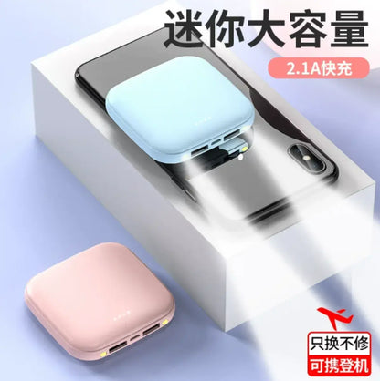 10000mAh Portable Mini Power Bank with Dual Emergency LED Lights & Power Indicator